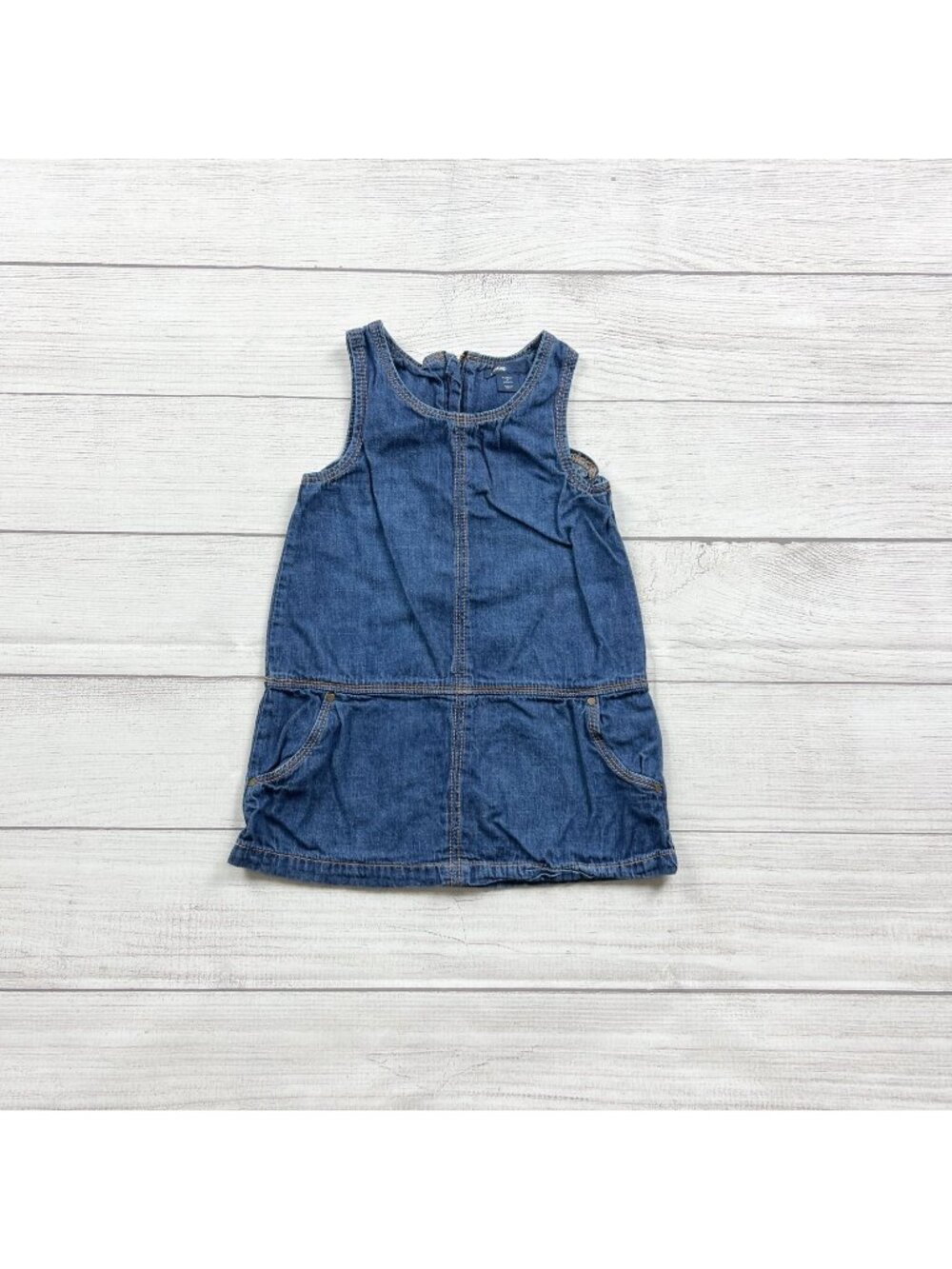 Gap Kids Blue Denim Sleeveless Toddler Shift Dress Jumper Pockets 2T